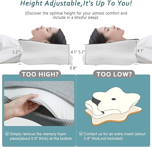 Miniatura 5 de Almohada cervical para el cuello para aliviar el dolor de dormir, almohadas de espuma viscoelástica de contorno, almohadas ergonómicas para dormir