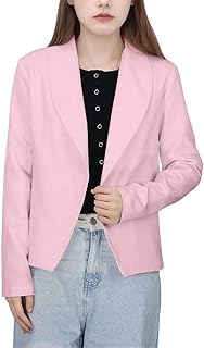Ropa niño 92 chaqueta formal para niña color liso solapa traje frente abierto top manga larga niños niña talla 5 14 años 978 3570313190