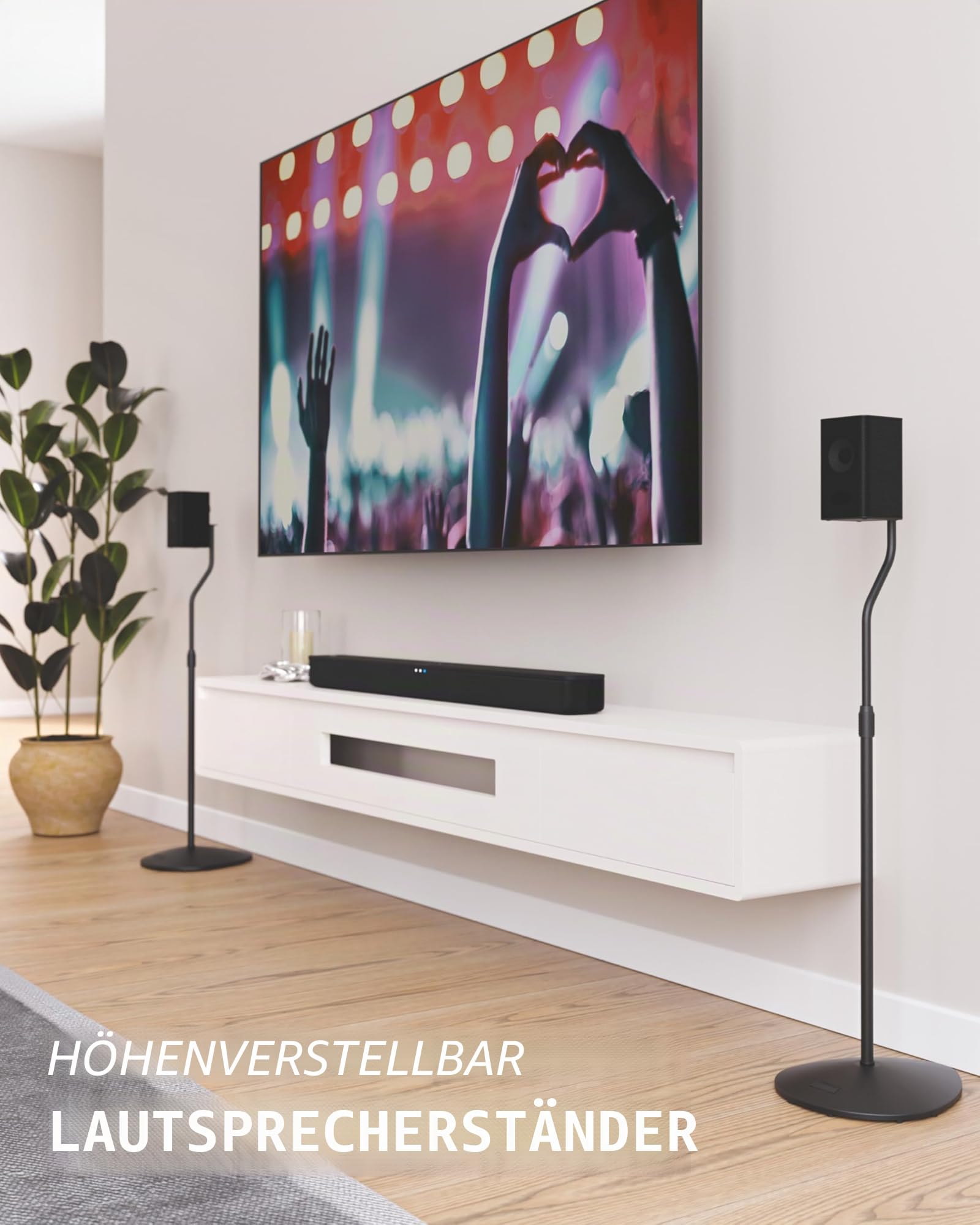 Sanus Höhenverstellbarer Lautsprecherständer – ausziehbar von 71,1 cm bis 96,5 cm – für Satelliten- und kleine Regallautsprecher (z. B. Bose, Harmon Kardon, Polk, JBL, KEF, Klipsch, Sony und andere) –