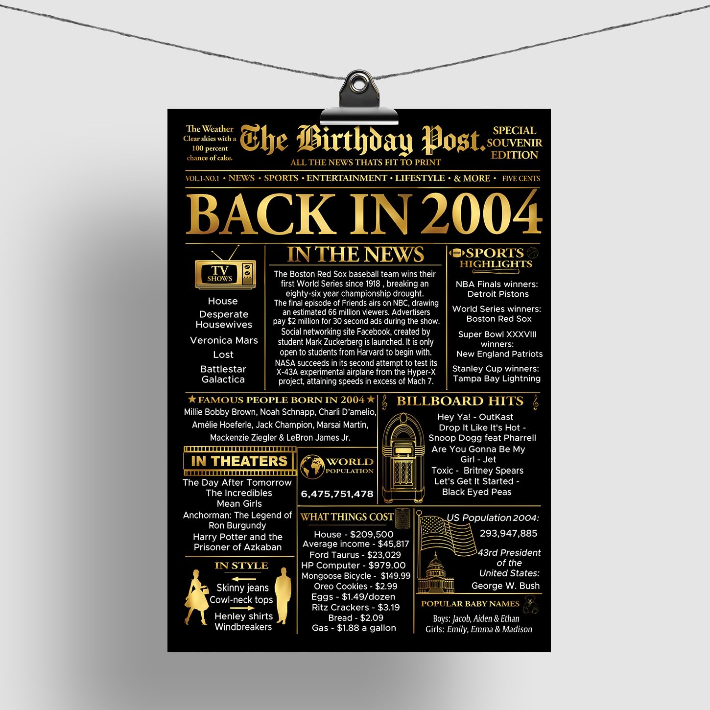 Amazon.com: Stuff4 Gold 22nd Birthday Poster Unframed, Golden Born