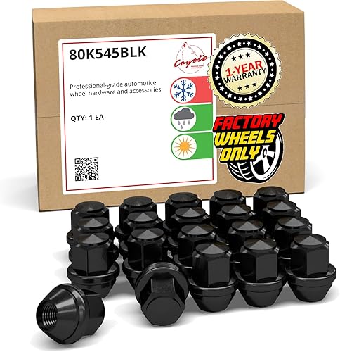 Vista 7 de Wheel Accessories Parts 20 tuercas de llanta estilo OEM de 9/16"-18 roscas de 1.65" de largo negro 7/8" 0.866 in hexagonales para Chrysler Aspen