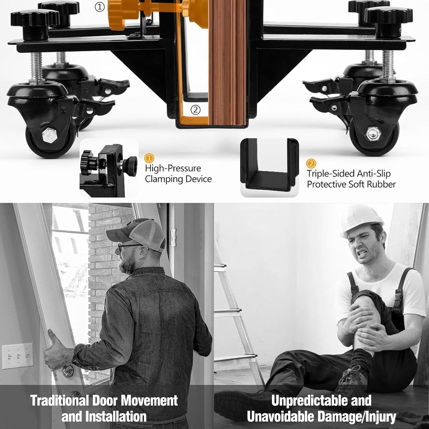 Carrello per il trasporto del pannello della porta regolabile, kit di installazione mani libere, design efficiente per uso residenziale e commerciale