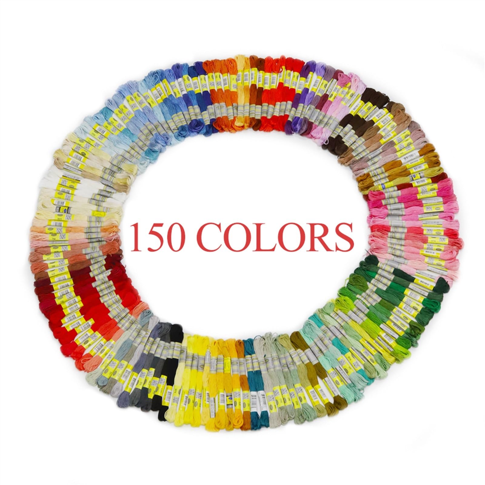 Stickgarn 150 verschiedene, zufällige Farben, Langfaser-Baumwoll-Stickgarn, Kreuzstichgarn, 8,7 Yards lang.