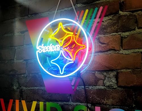 Miniatura 3 de Queen Sense Letrero de neón de Pittsburghs Sports Team Steeler, de 12 x 12 pulgadas, barra de cerveza acrílica, decoración de pared, hecha a mano,