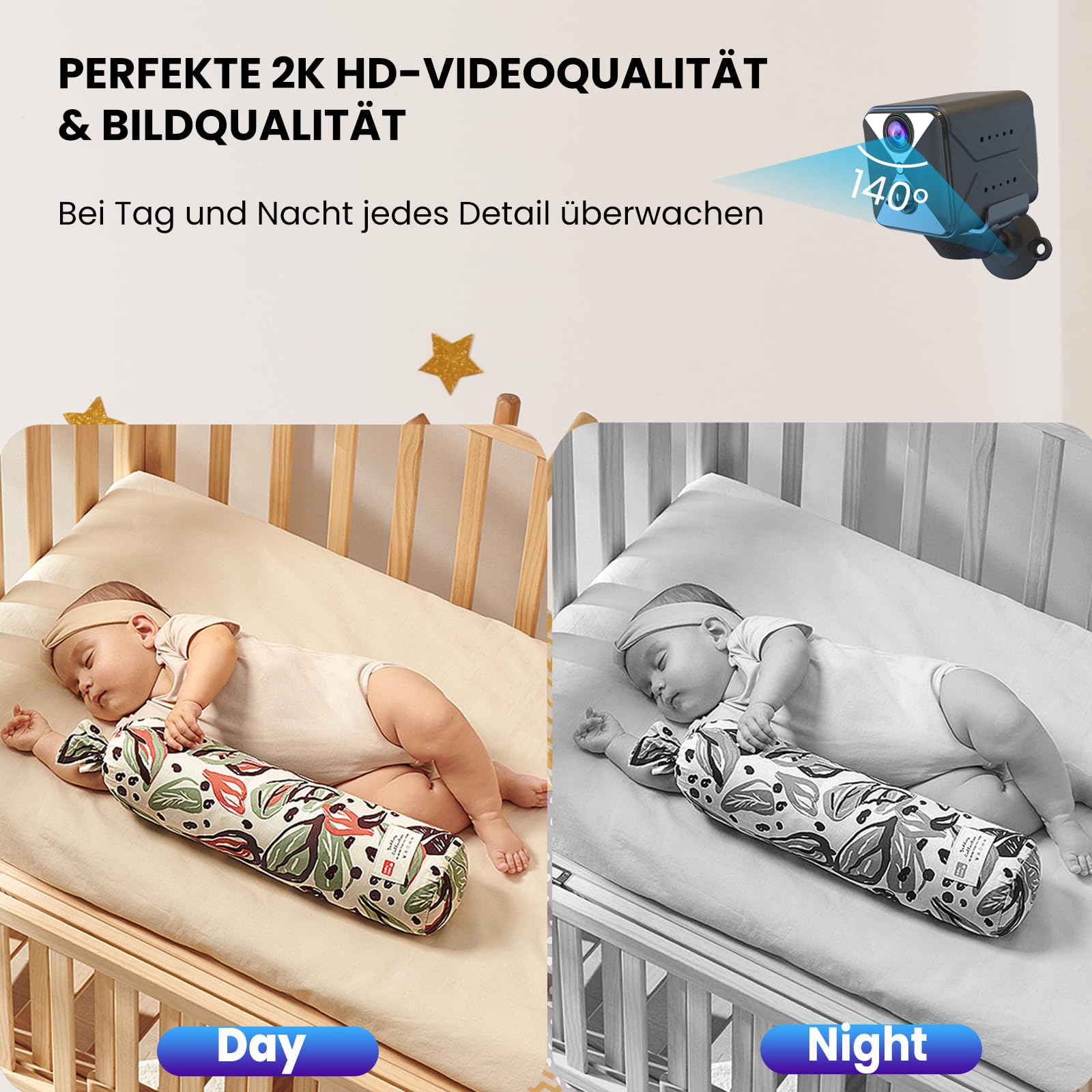 javiscam WLAN innenkamera mit akku,Überwachungskamera Innen Mini,Kameras mit Hochkapazitäts Akku,Bewegungsmelder,Nachtsicht SD/Cloud-Speicher für Baby & Haustier