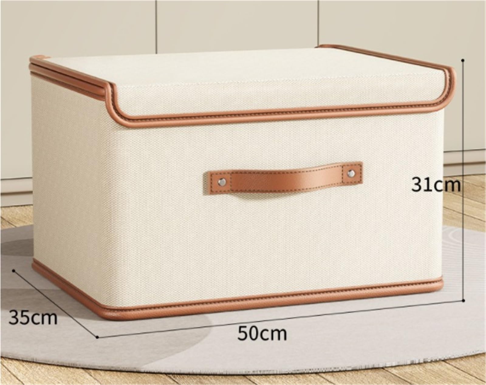 Torby Do Przechowywania Pudełko Do Przechowywania Z Pokrywką Składane Odzieży Porządkowania Dokumentów W Książkach Na Ubrania Przeprowadzka(Beige,50 * 35 * 31cm)