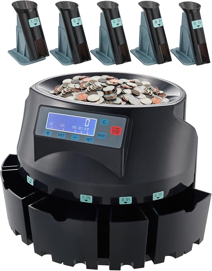 VEVOR USD Coin Counter & Coin Sorters with LCD Display, Coin Sorter