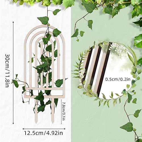 Miniatura 2 de 2 paquetes de enrejado para plantas de interior, enrejado de madera con forma de arco iris para plantas trepadoras, madera de interior, soporte para