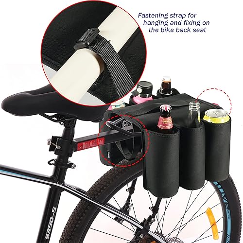 Miniatura 3 de Cosmos Soporte para bebidas de 6 botellas para asiento trasero de bicicleta, botella de cerveza y bebidas, bolsa de transporte para botellas de agua