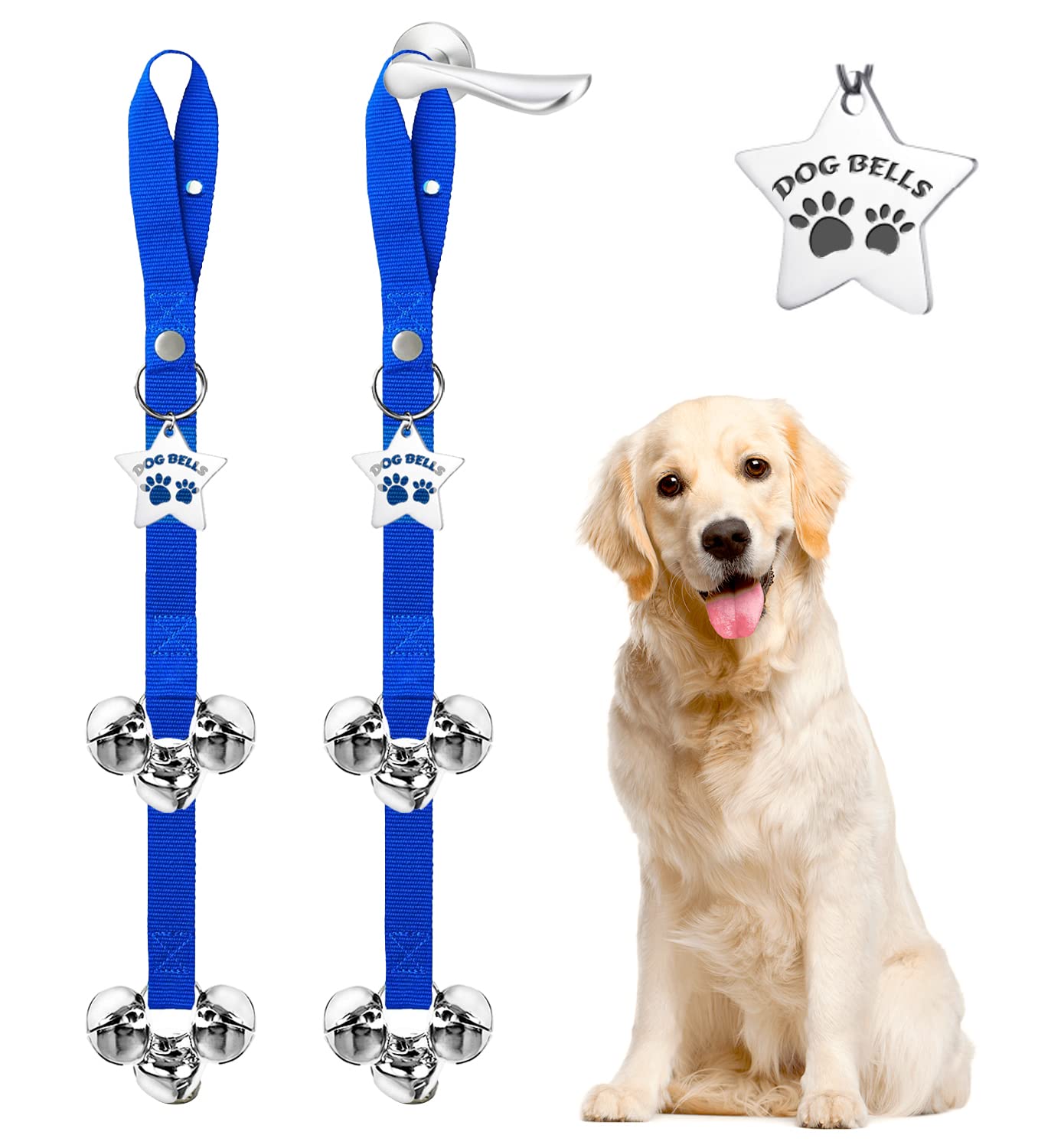 BORONG 2 Pieces Blue Door Bells for Dogs Buttons for Communication Dog Training Bell Potty Doorbells for Training Dog