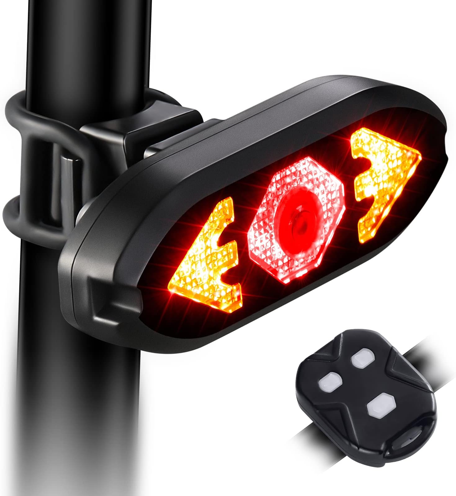 Bike Tail Light with Turn Signals Wireless Remote Control Waterproof Bicycle Rear Light Back USB Rechargeable Ultra Bright Safety Warning Cycling Taillight for Night