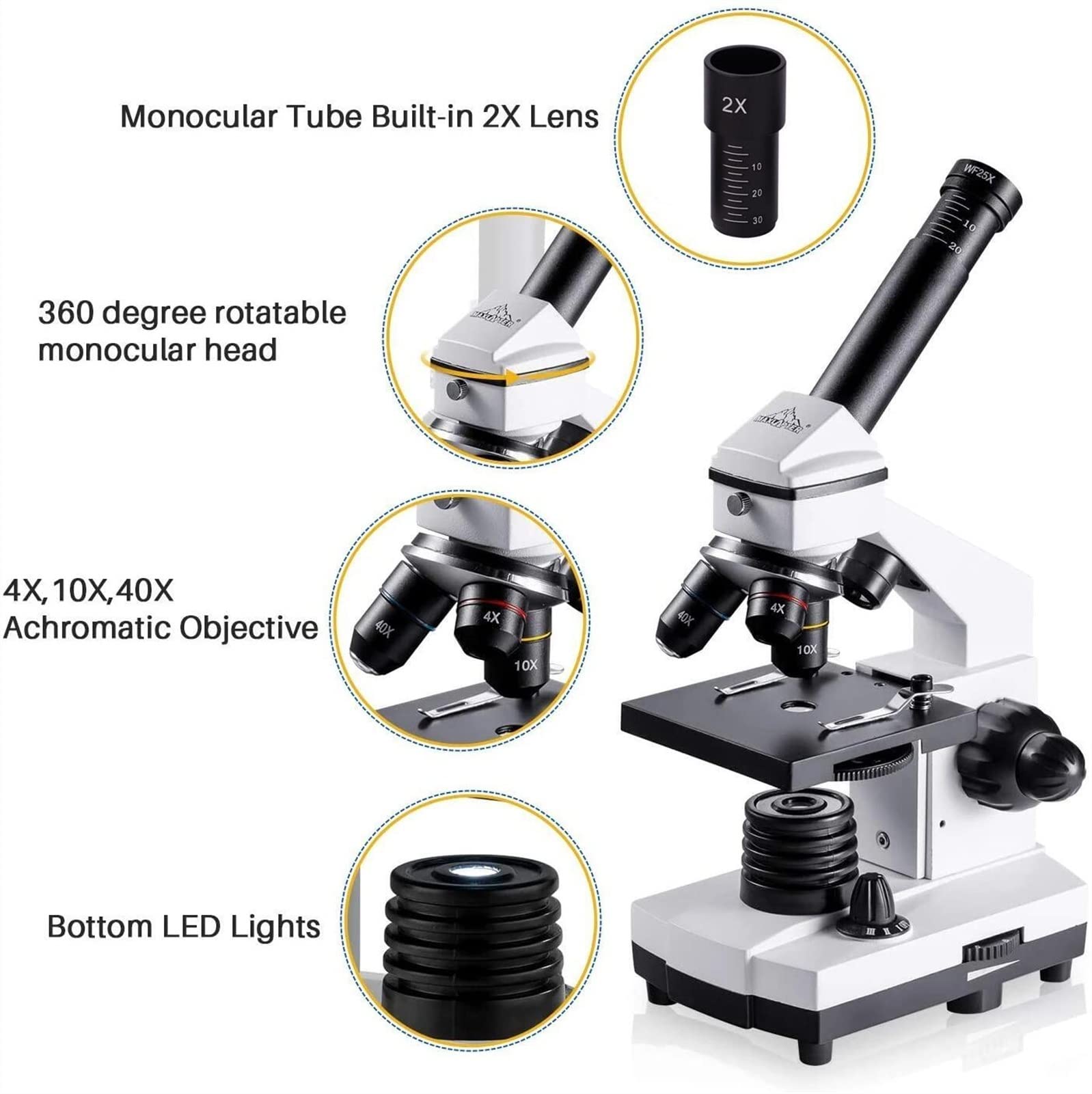 Mikroskop, 10. 0X-2000x Szkiełek mikroskopowych Set biologiczne Mikroskopy do szkoły Laboratorium główna Edukacja z karty telefonicznej