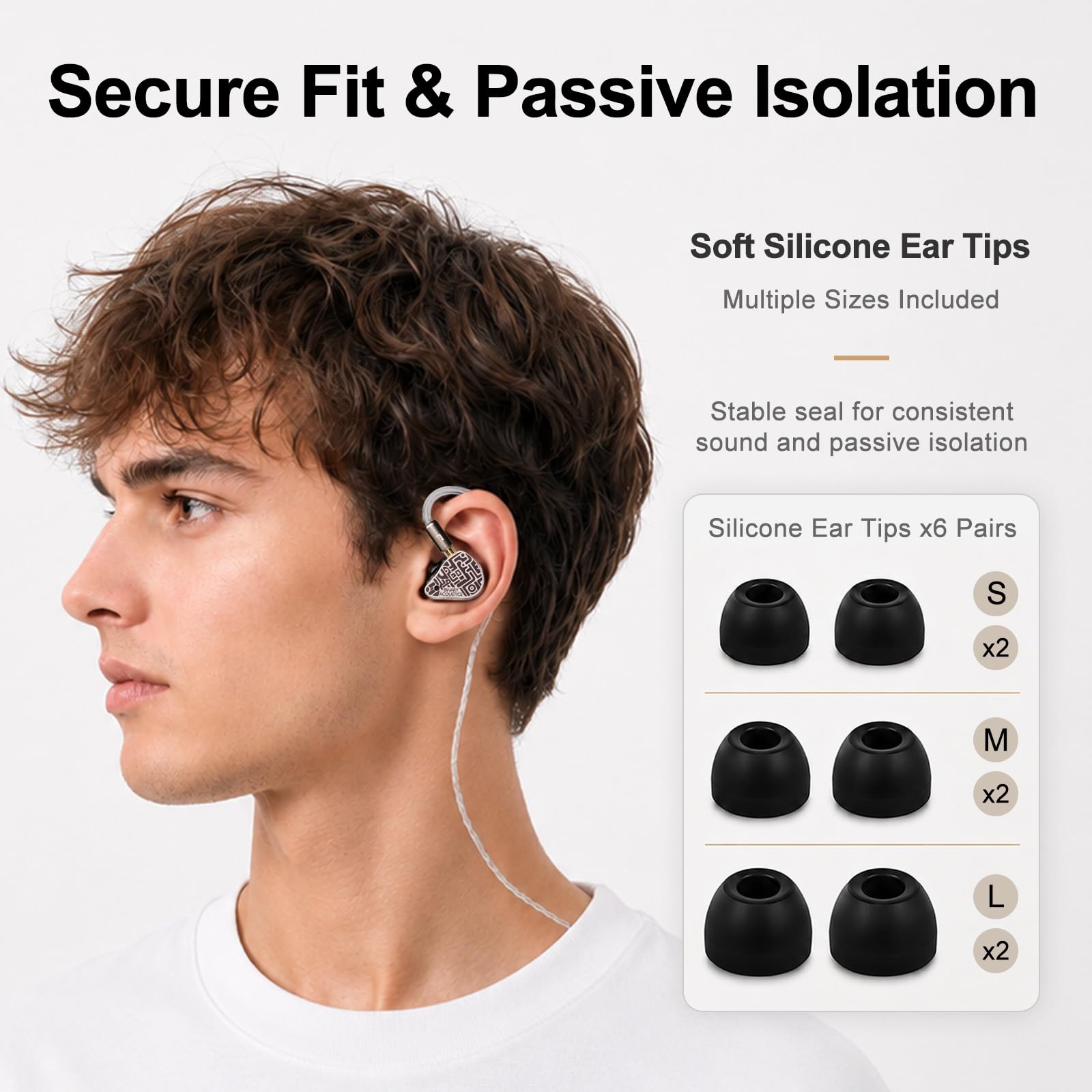HiFiGo Binary 1900 Casque hybride IEM, pilote dynamique de 10 mm, radiateur passif de 6 mm et 4BA, moniteur intra-auriculaire croisé à 3 voies à triple tube, écouteurs filaires pour pop, EDM, rock et | Conçu pour les amateurs de musique moderne