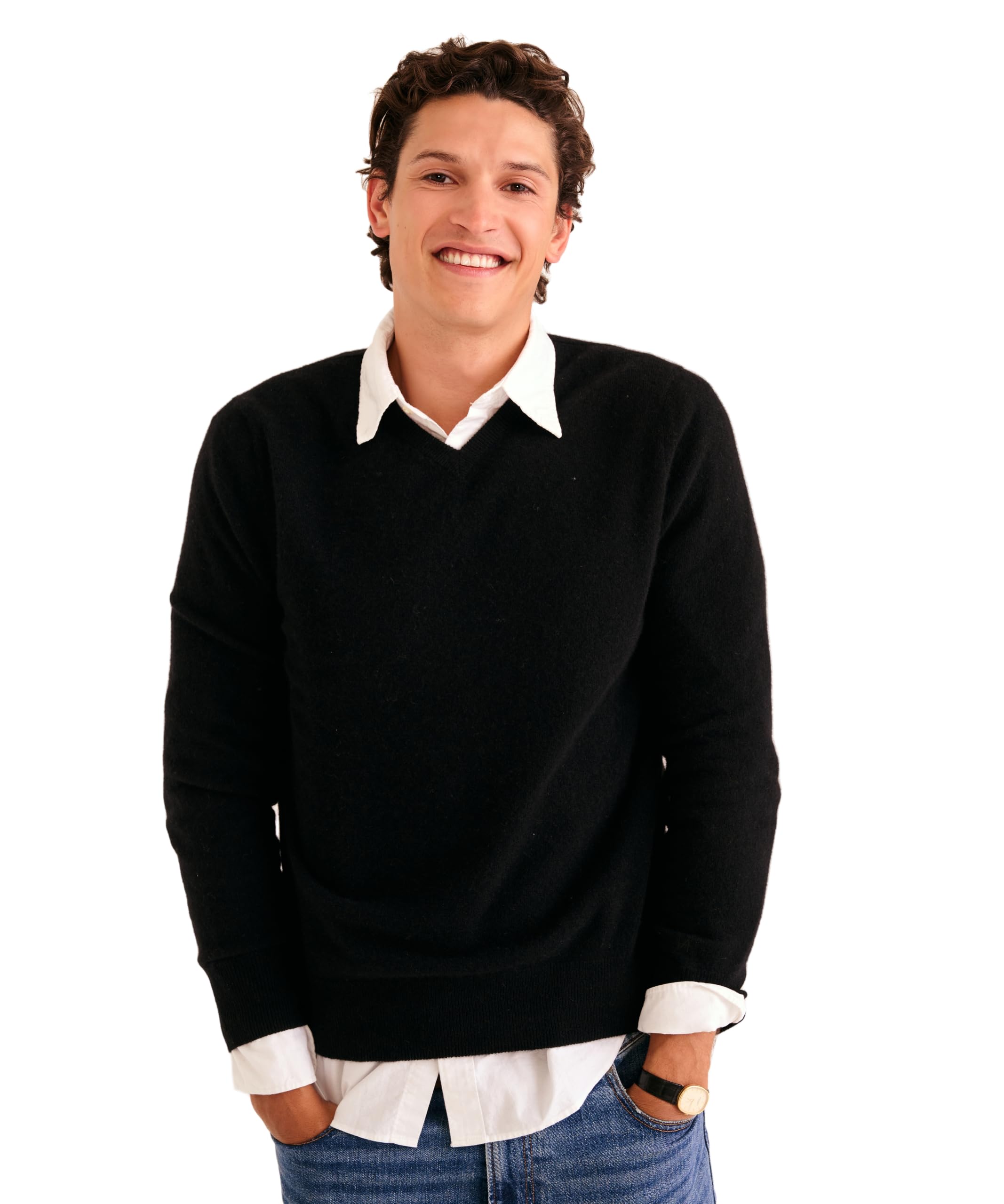 NAADAM Men's Original 100% Pure Cashmere V-Neck Pullover Sweater