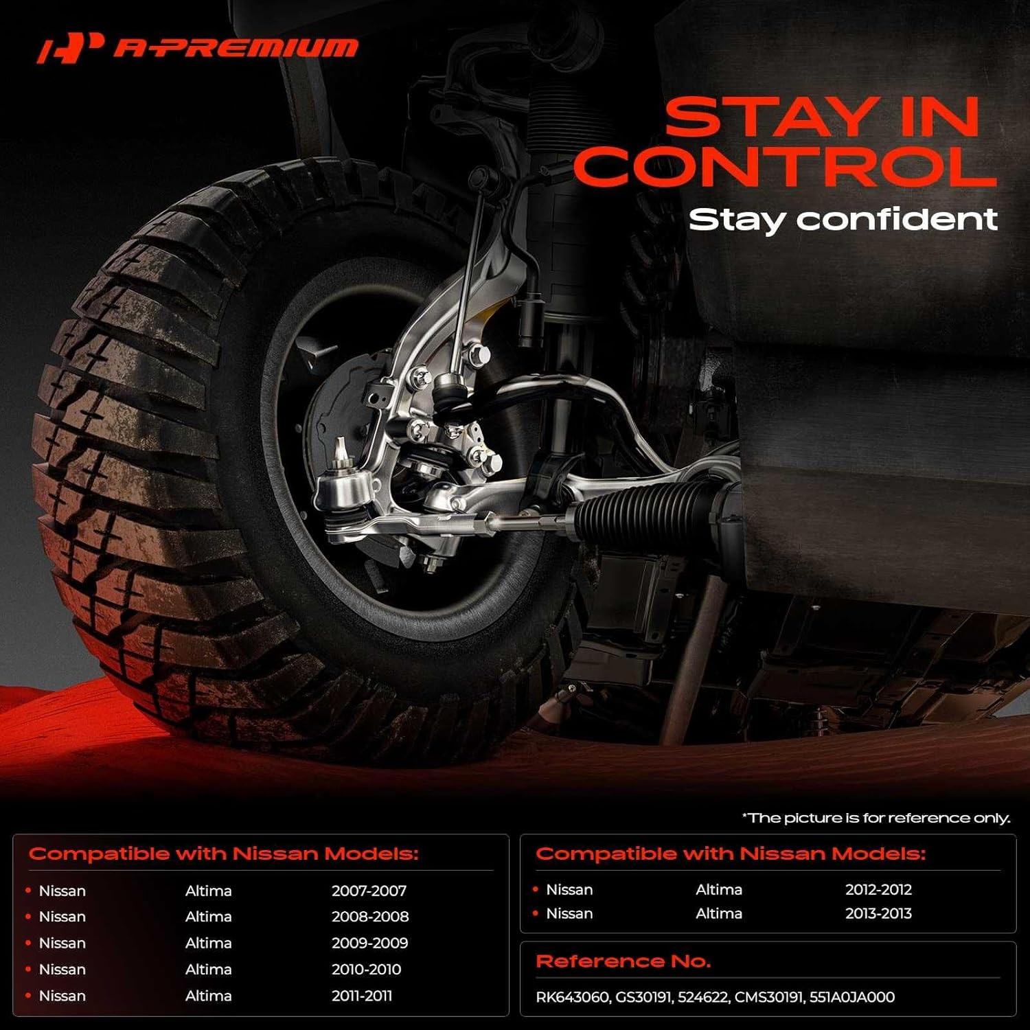 A-Premium 2 x Rear Suspension Lateral Arms, Compatible with Nissan Altima 2007-2013