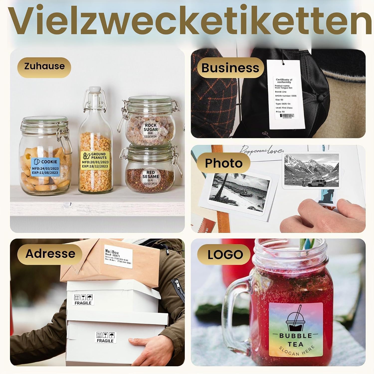 Phomemo Etikettendrucker, M260 Bluetooth Etikettendrucker Selbstklebend Tragbarer Etikettiergerät, 80mm Thermo Label Printer für Barcode, Einzelhandel, Büro, Handys- und PC-Kompatibel