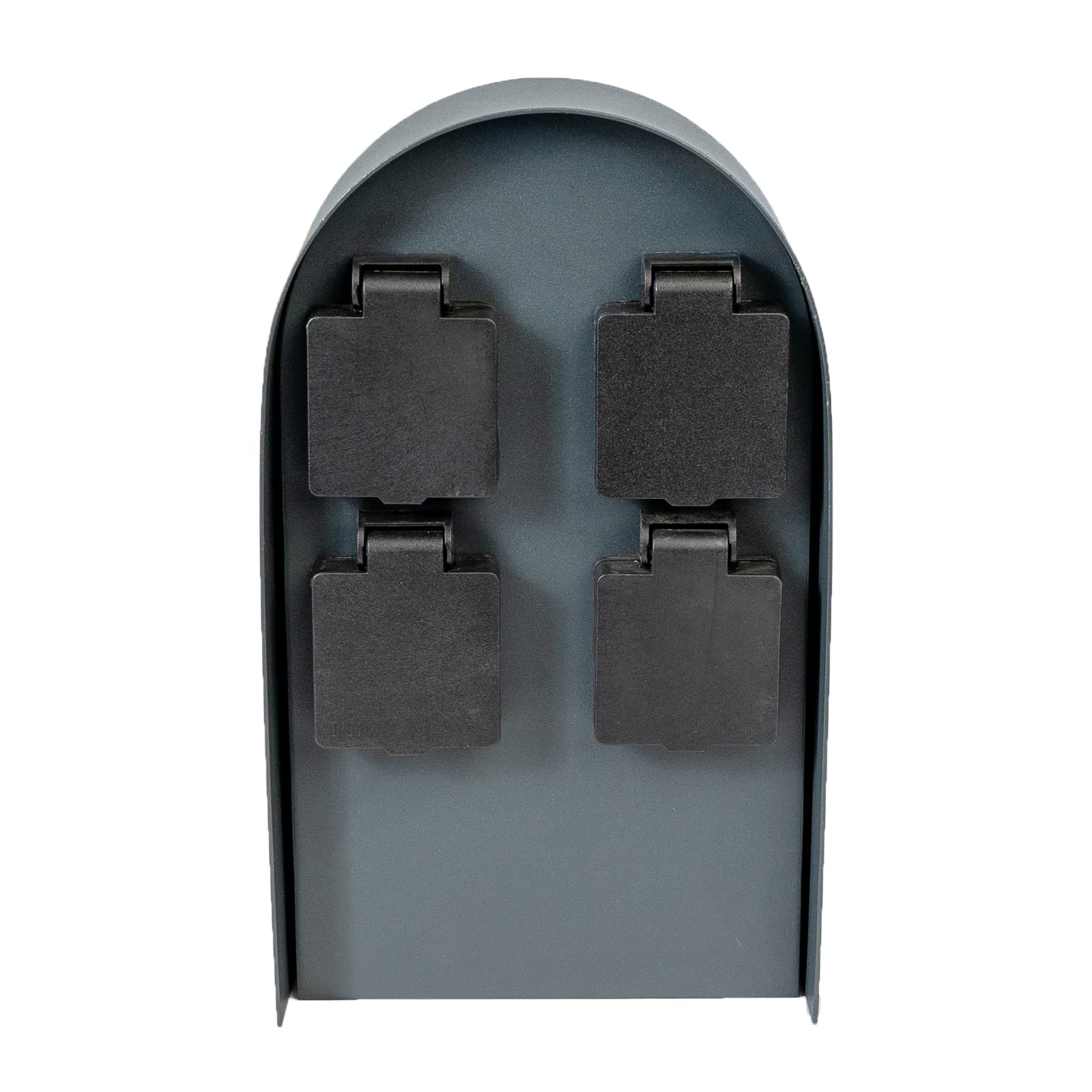 Grafner Edelstahl Design Gartensteckdose mit 4 Steckdosen, 3600 Watt, IP44, oval mit Bogen, anthrazit, KEIN ROST – Pulverbeschichtung, Energiesäule Mehrfach Metall Außen Steckdose 4-Fach schwarz