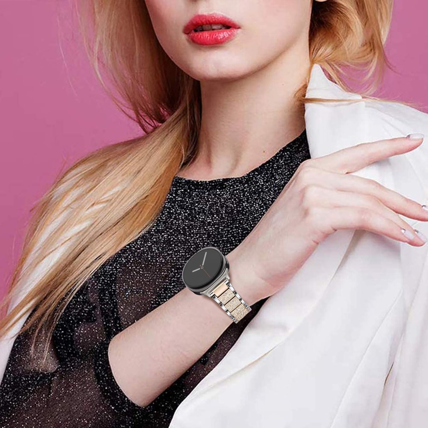 Bling Women Band Compatible with Samsung Galaxy Watch 8 40mm 44mm/Watch8 Classic 46mm Dressy Wristbands - Image 7