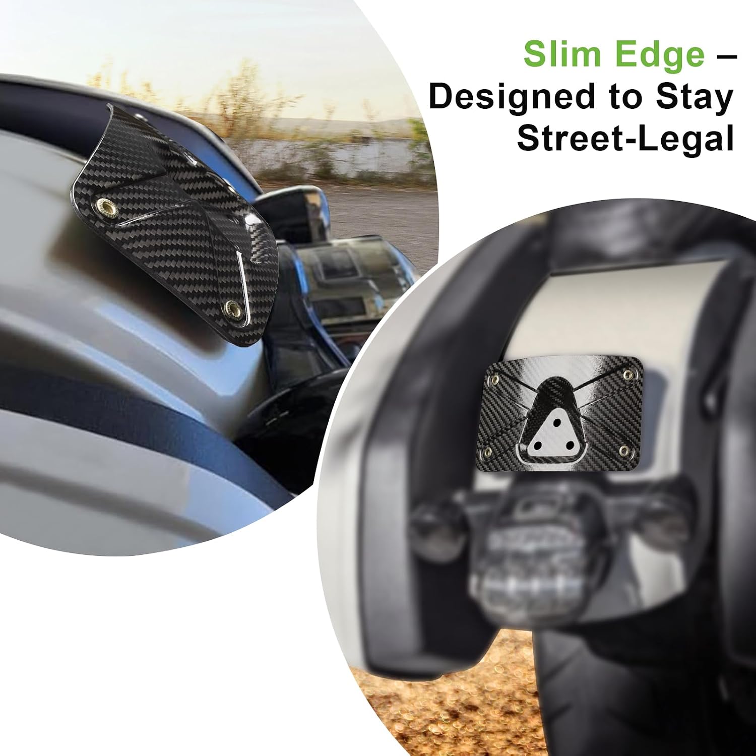 T-carbon Curved Laydown License Plate Mount Compatible with 3 Hole Mount Motorcycle Models, Real Carbon Fiber Curved License Plate Mount Kit with Rubber Gasket, 4x7 Universal Fit