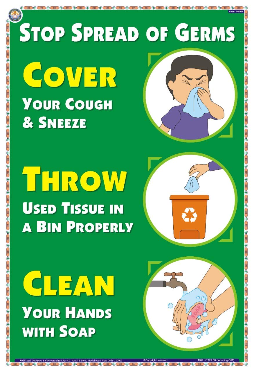 Buy TeachingNest | Cover your &amp; sneeze | English | 33x48 cm | Care First Aid Safety | Industrial ...
