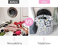 Vista 5 de Bolsa de lavandería SWISSELITE con asa y cordón, bolsa de lavandería grande y resistente, 28 x 40 pulgadas, bolsa de ropa sucia de viaje