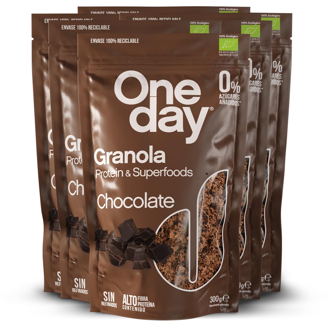 ONE DAY Granola Ecologica, Sin Azucares Añadidos, Alto en Proteína con Superfoods, Altro en Fibra, Pack 6 x 300g (Original, Pack 6 unidades) — view 9