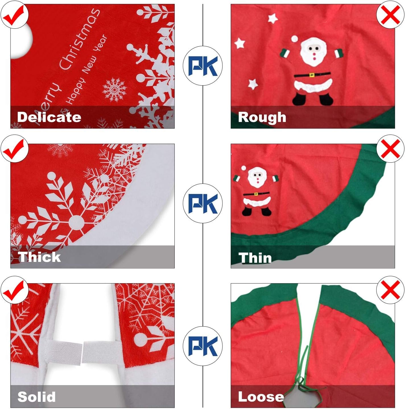 Soqool TSK-002 Christmas-Tree-Skirts, 48", Red