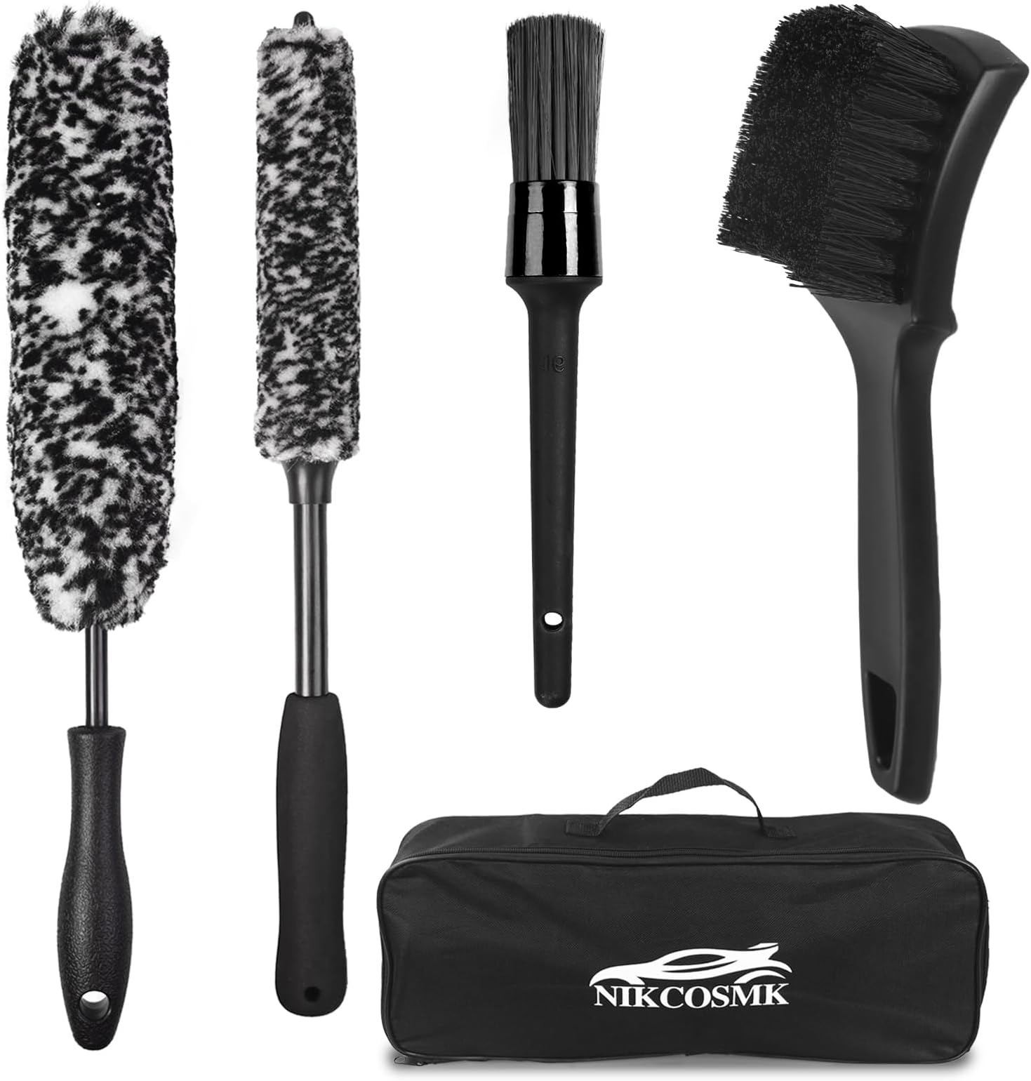 NIKCOSMK Wheel Brush, Wheel & Rim Cleaner Brush, Tire Brush, Wheel Cleaning Brush, Bendable & Durable Car Wheel Brush Set, Car Detailing Brushes, Wheel Brushes for Cleaning Wheels