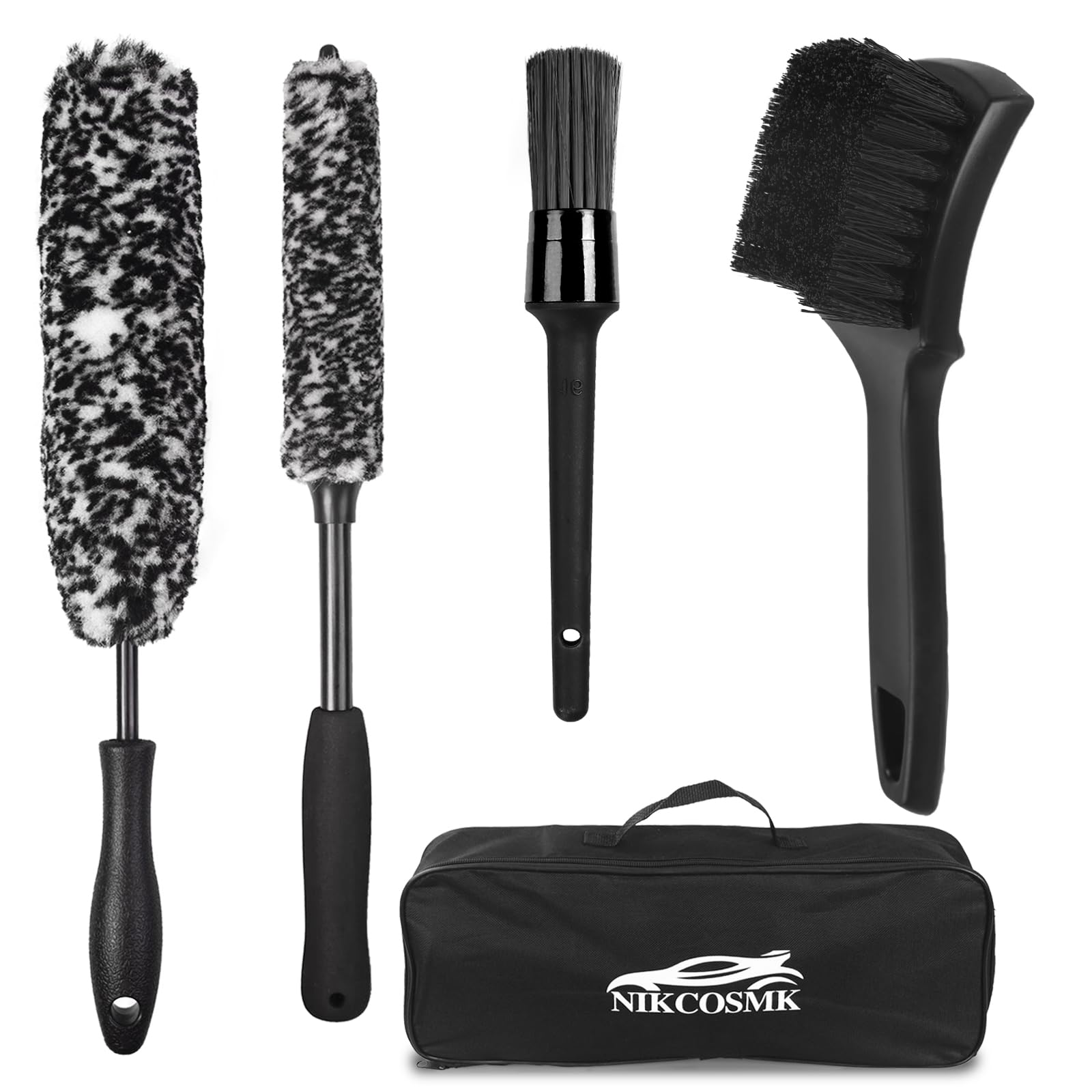NIKCOSMK Wheel Brush, Wheel & Rim Cleaner Brush, Tire Brush, Wheel Cleaning Brush, Bendable & Durable Car Wheel Brush Set, Car Detailing Brushes, Wheel Brushes for Cleaning Wheels