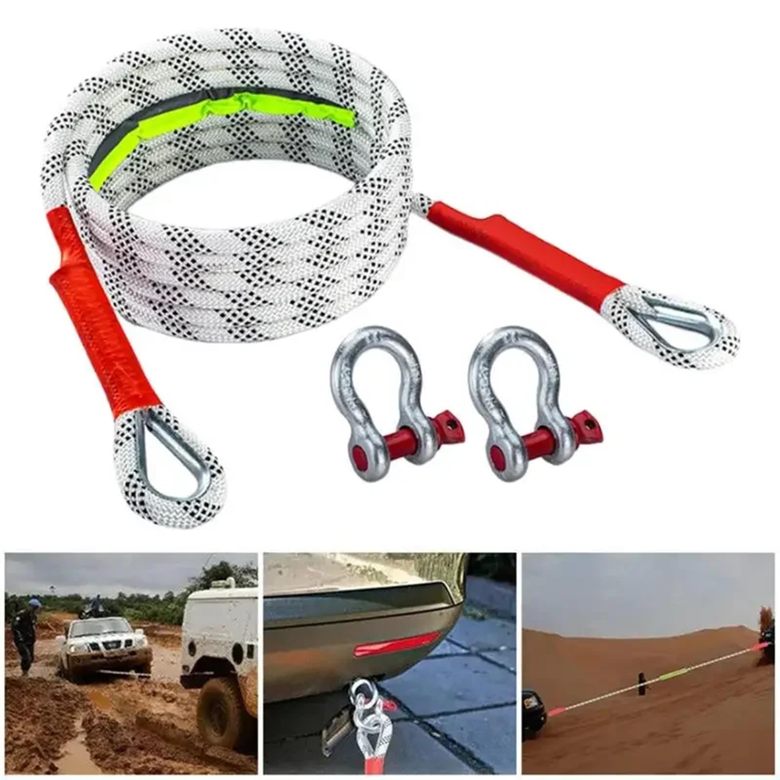 Cuerda de Tracción Correa de remolque de alta resistencia, gran elongación, cuerda de remolque de alta resistencia, cuerdas de recuperación profesionales for arena, nieve, zanjas, pantanos y terrenos