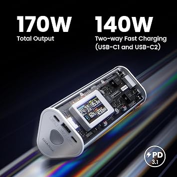SHARGEEK 170 Power Bank, 140W Portable Charger 24000mAh