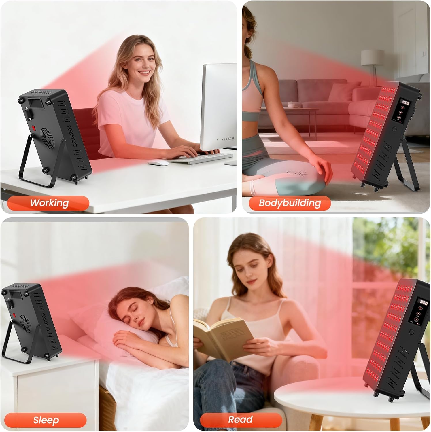 Red Light Therapy for Face & Body, 60 Dual Chip LEDs,660nm 850nm Near Infrared Light Therapy Panel, Flicker Free Clinical Grade Panel for Energy, Pain, Skin, Recovery, Performance - Image 6