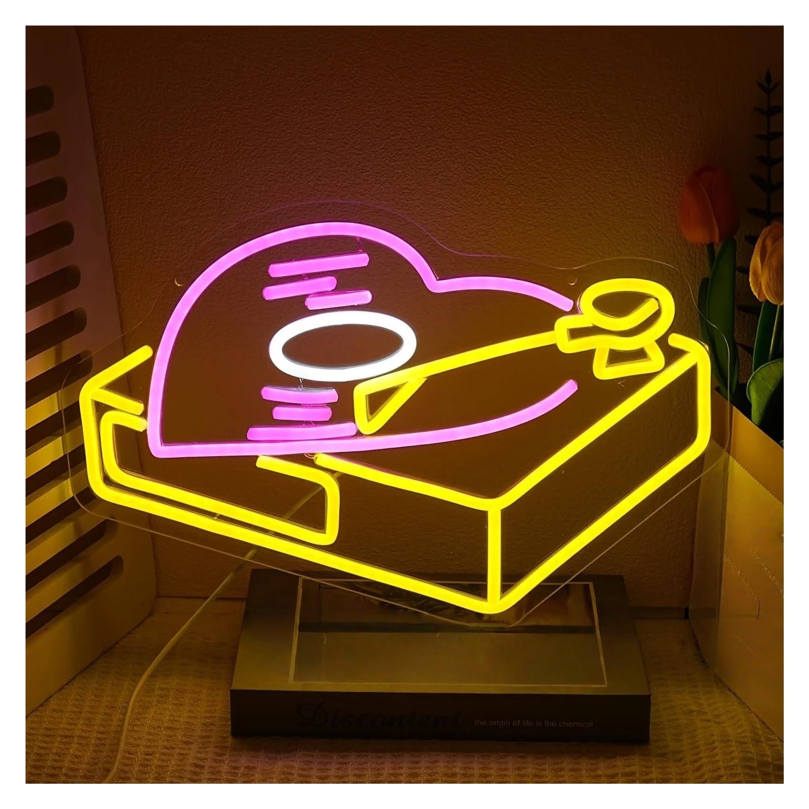 SHOUXI Sign Lamp Love Record Store Neon Sign Light Dimmable USB Powered for Bedroom Concert Hall Bar Club Wedding Birthday Party Decor 40cmx27cm