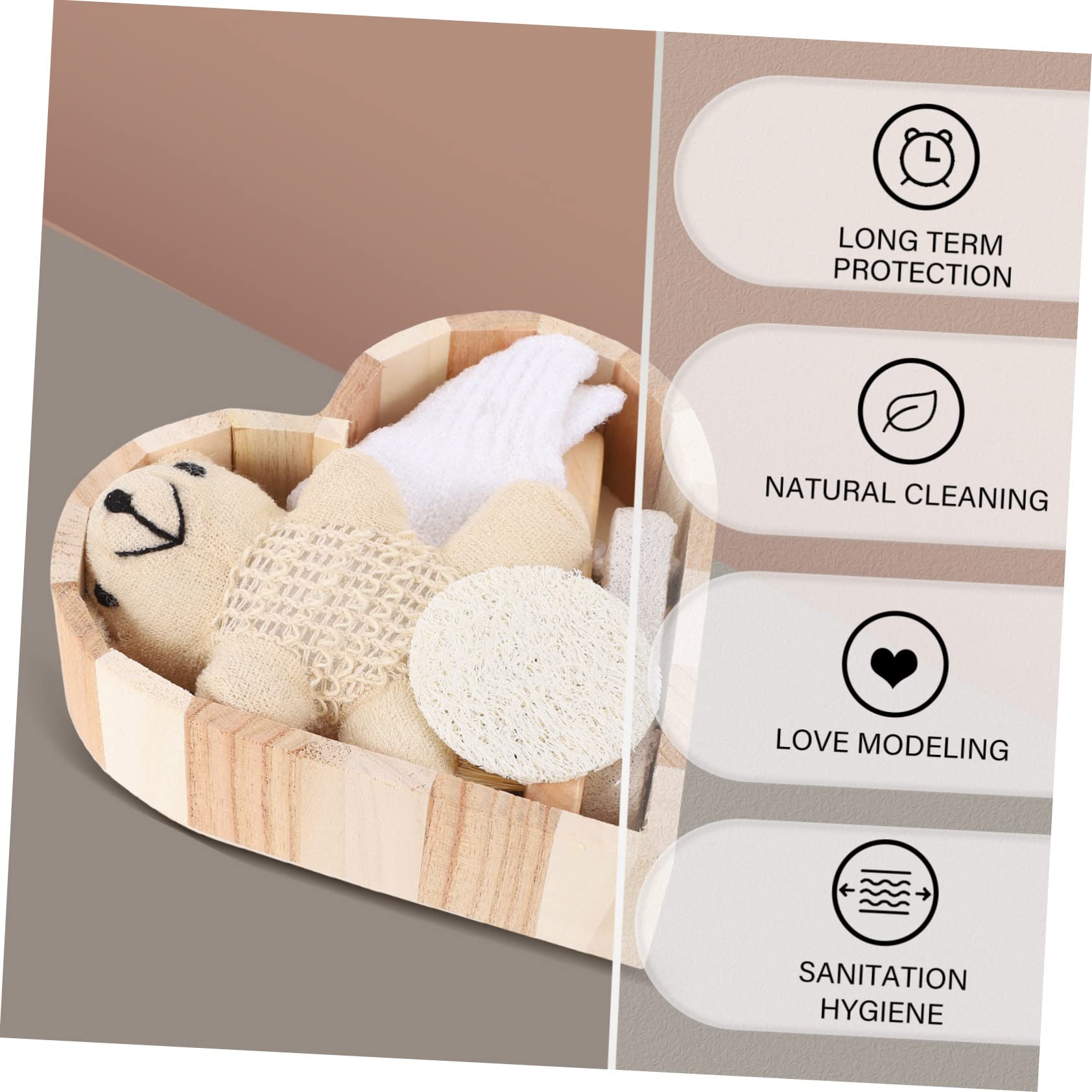 TOVINANNA 1Set Stylish Bathing Supply Kit Heart Shaped Present Box Set with Body Bathing Glove Indoor Bath Essentials and Rub Bath Loofah Slice for Home and Travel Use