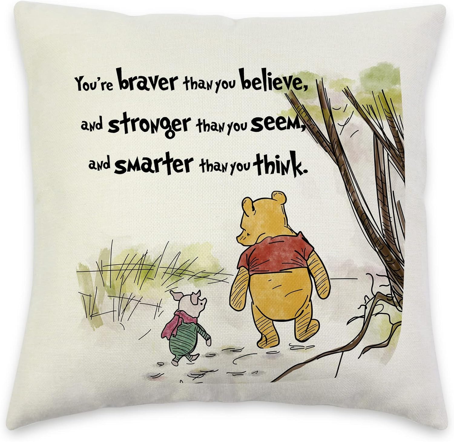 Poaemki You're Braver Than You Believe Decorative Linen Cushion Cover