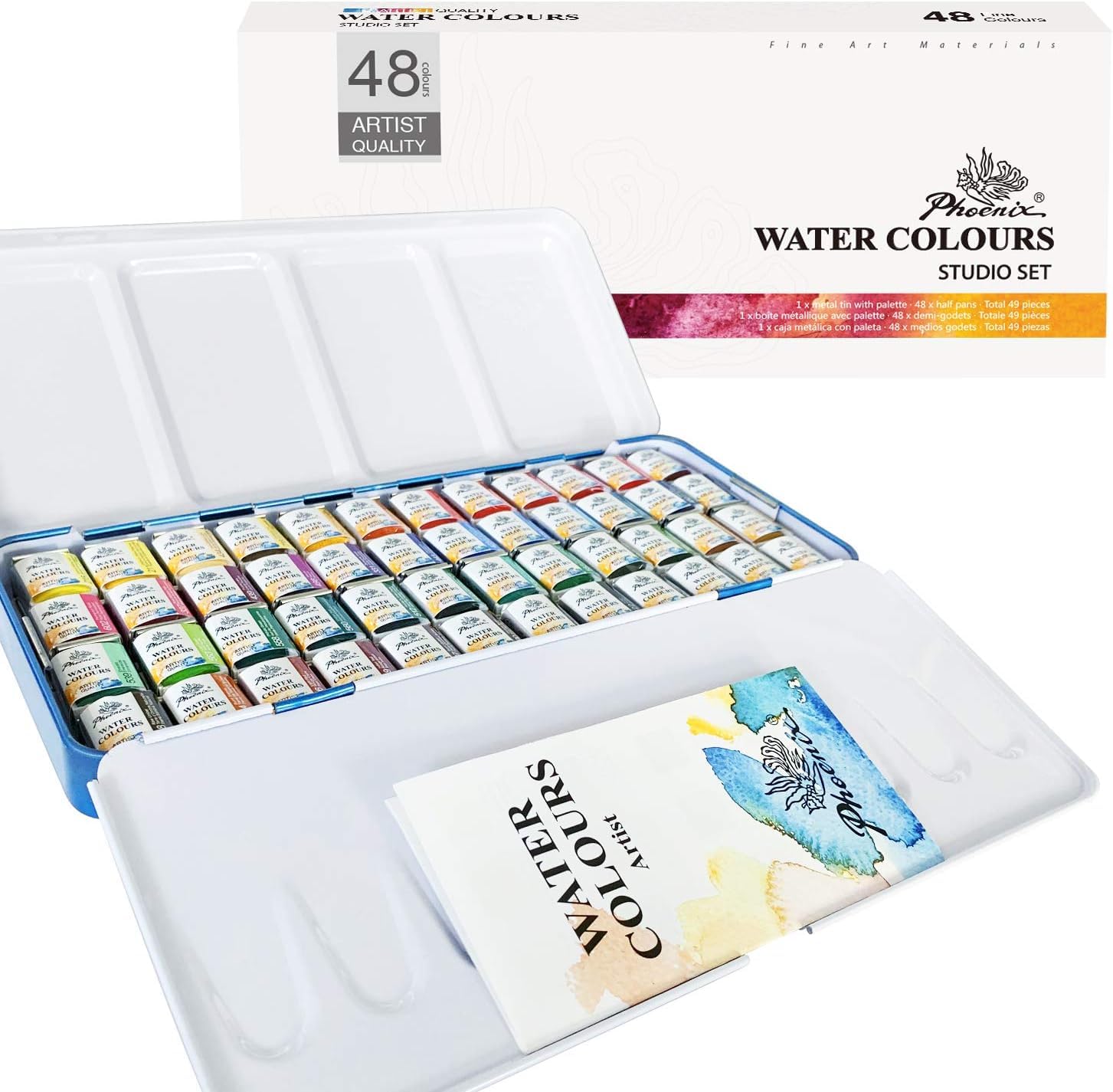 Phoenix Watercolour Pans Metal Box Set - 48 sztuk