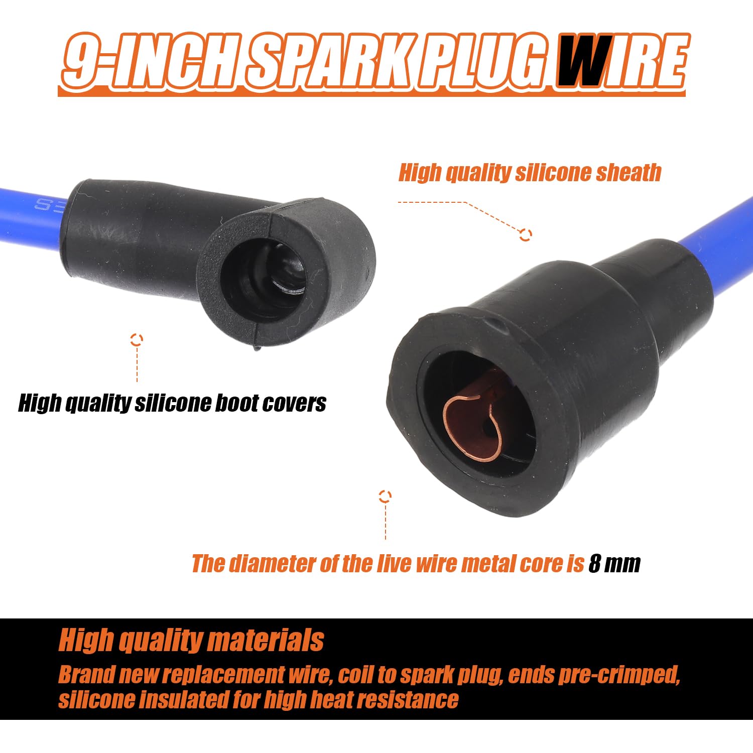18-5227-1 Premium MagForce 9" Marine Spark Plug Wire Lead 7MM Engines Replaces, Ignition Conductor Cables Leads Spark Plug Wires for Mercury 84-813715A1