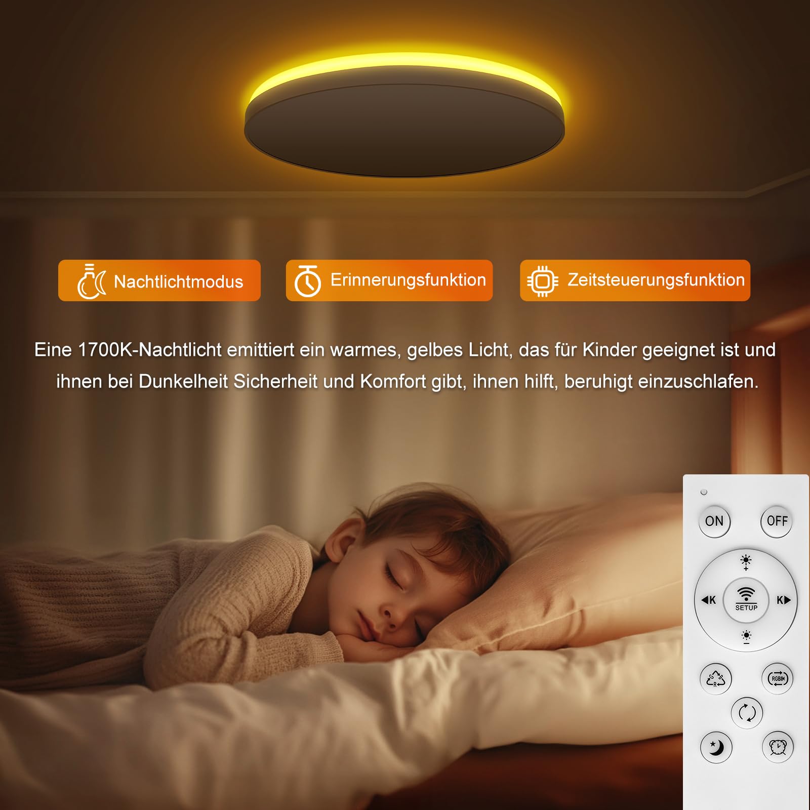 LED Deckenleuchte Dimmbar, 36W Ø30cm Smart RGBIC LED Deckenlampe mit Fernbedienung, Funktioniert mit Alexa & Google Assistant, Deckenleuchten für Schlafzimmer, Wohnzimmer