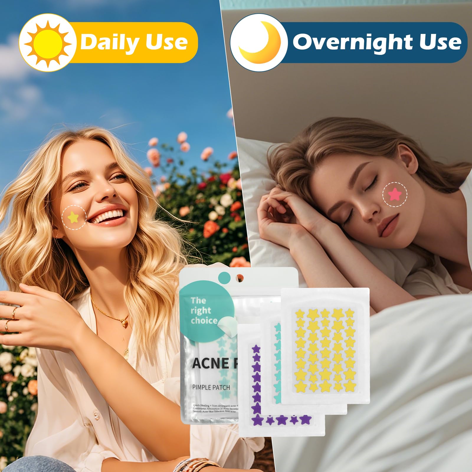 400 Pezzi Cerotti Brufoli, Pimple Patch Brufoli, Stelline Invisibili Idrocolloide Acne Pimple, 2-In-1 Cerotti Per Brufoli Viso con 10 Tamponi Imbevuti di Alcol e Pinzette