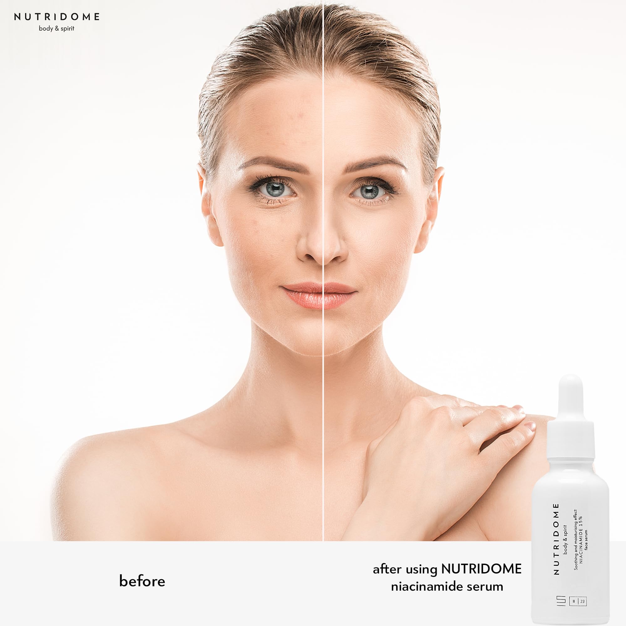 Nutridome Body & Spirit Face Serum, 15% Niacinamide & Vitamin B, 30ml, Moisturizing, Anti-Impurity, Skin Tone Balancing - Image 3