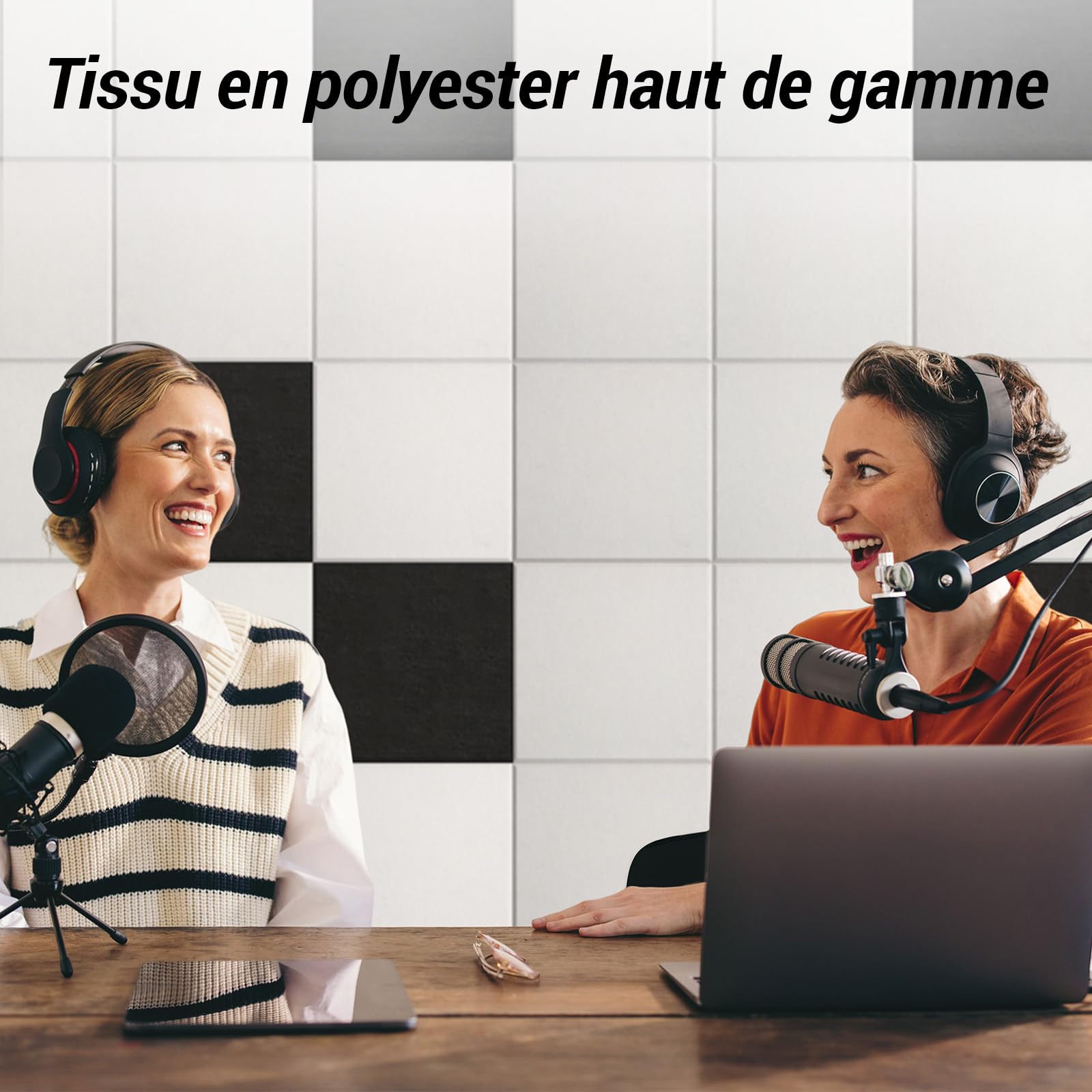 TONOR Lot de 18 Panneau Acoustique Mural Autocollante, 30 x 30 x 0,9 cm Panneau Acoustique à Haute Densité, Mousse Acoustique Isolant Phonique pour Studio, Bureau, Chambre, Salon, Blanc