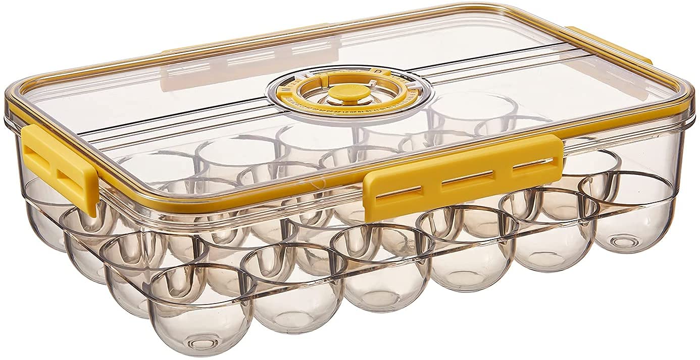 Egg Holder for Refrigerator,Egg Storage Container,Stackable Plastic 24 Egg Trays Egg Fresh Storage Box for Fridge,Camping,Clear Egg Containers with Lid