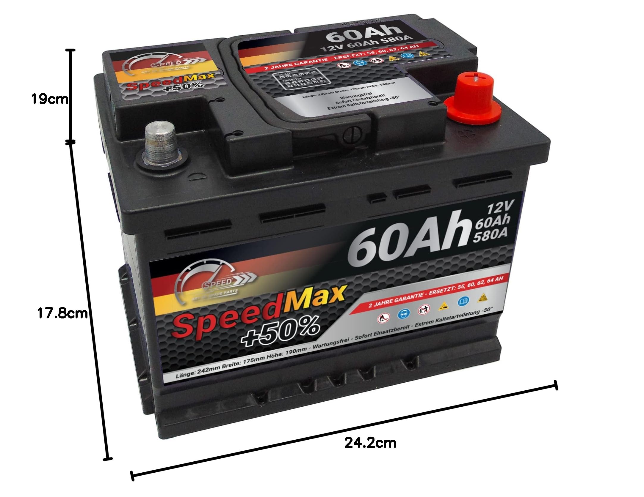 SMC Speed Max Batterie L2 60Ah 580A 12V Starterbatterie Autobatterie