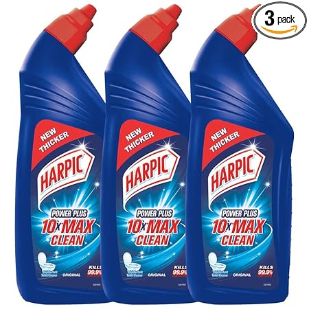 Harpic Disinfectant Toilet Cleaner Liquid, Original - 1 Litre (Pack of 3) | Thick Toilet Cleaning Acid Suitable for Toilet Bowls