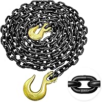 YATOINTO Grade 80 Log Chain 5/16" x 14ft w/ Grab & Slip Hooks - 4,900 lbs WLL Trailer Safety Chain for Towing & Logging