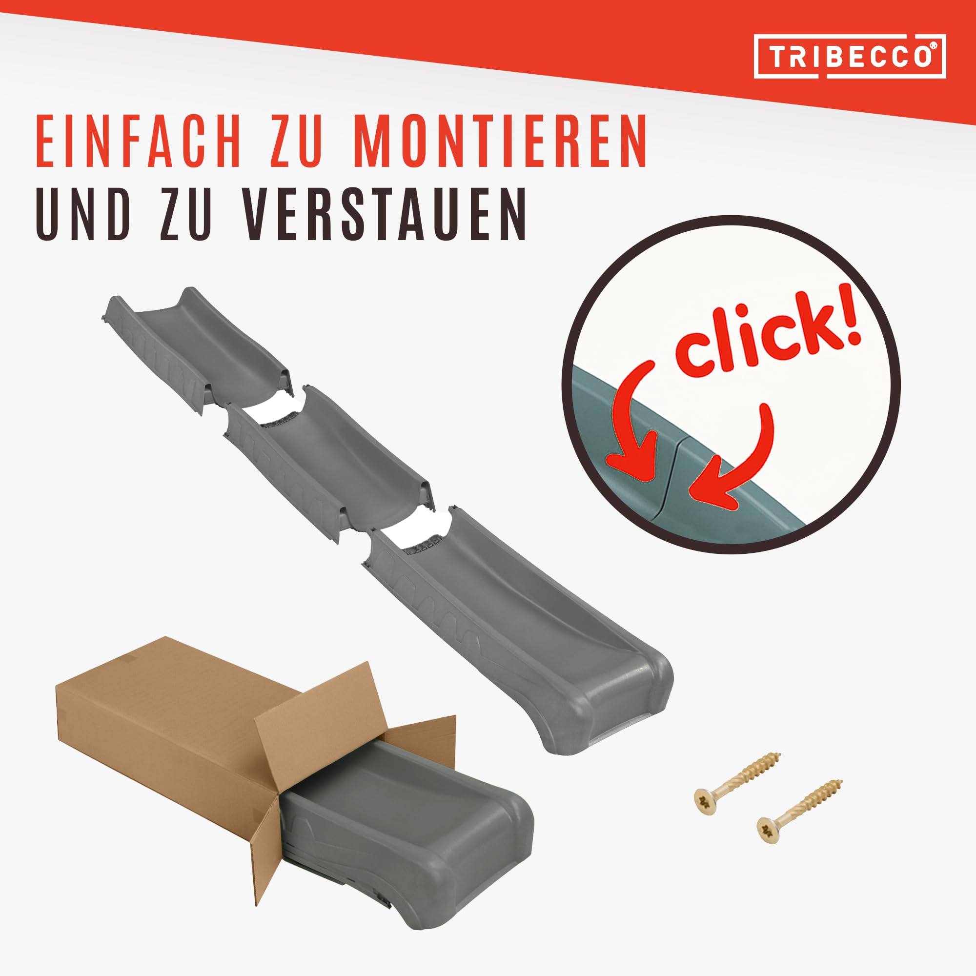Kinderrutsche Outdoor, 3 m lang für Kinder ab 3 Jahren Podesthöhe 150 cm (+/- 5 cm) Gartenrutsche für Spielhaus & Spielturm als Wasserrutsche für den Garten geeignet (Anthrazit)