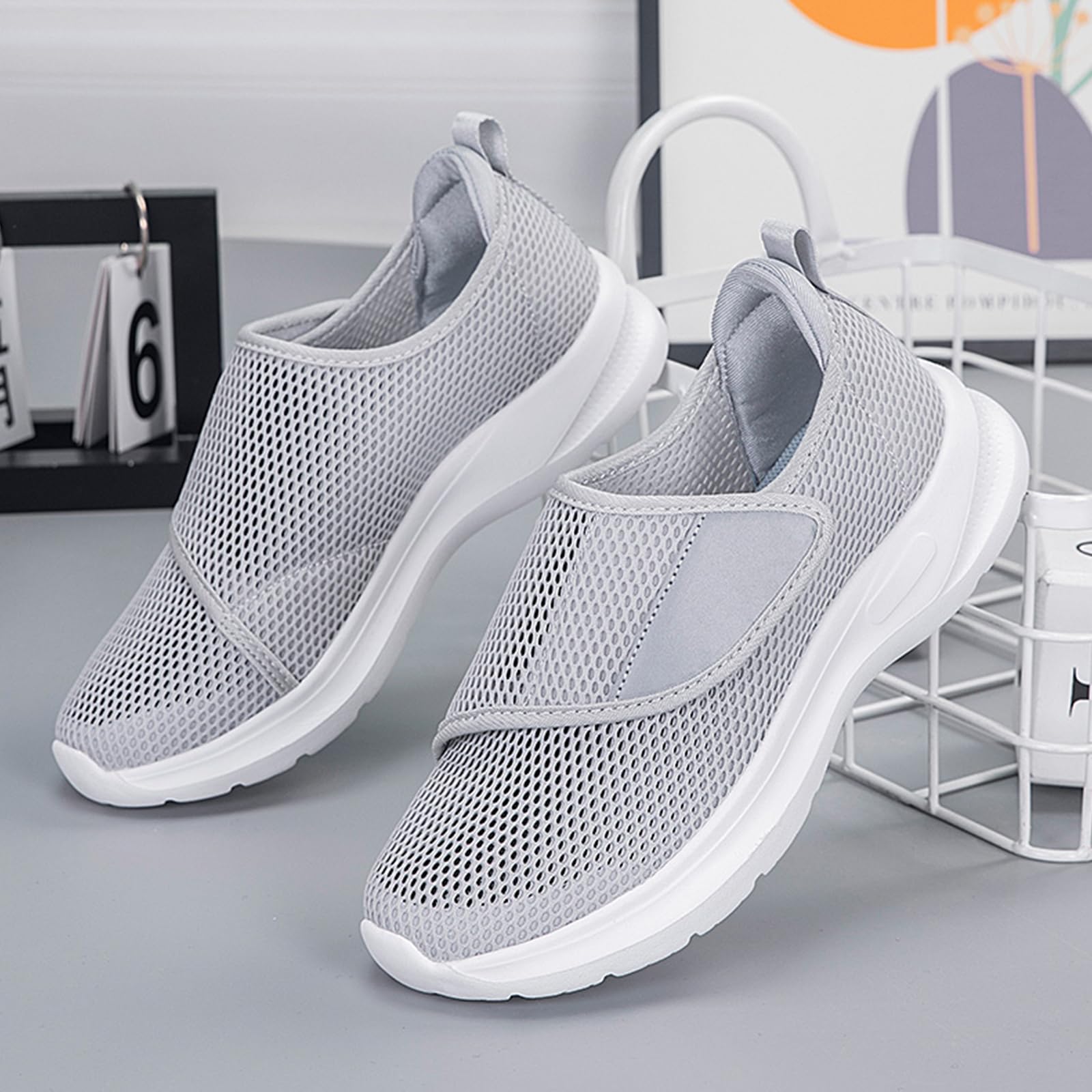 Ciabatte Diabetiche Donna Uomo Regolabile Larghe | Morbido Pantofole da Casa Slip On Pantofole Pantofole Leggero Traspirante Passeggio Scarpe Antiscivolo Ortopediche Sandali