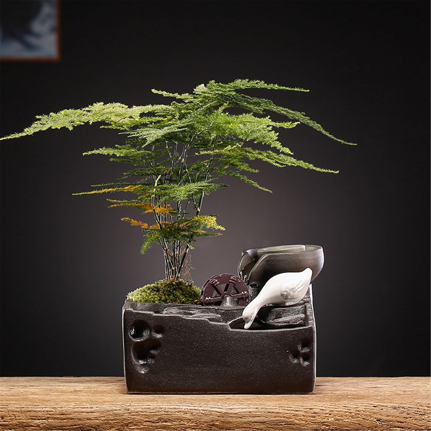 デスクトップ噴水 卓上噴水 屋内滝機能付き ホームオフィス装飾 リラクゼーション 卓上の噴水