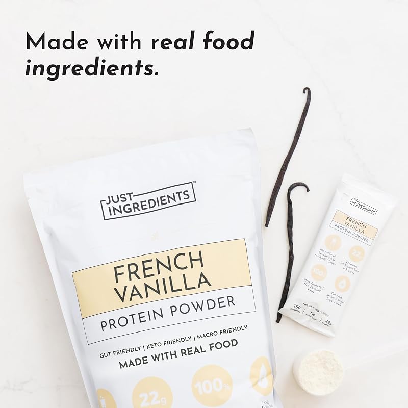 JUST INGREDIENTS French Vanilla Protein Powder - Grass-Fed Whey - 30 Serv | 20g Per Scoop, Grass-Fed Isolate, Pea Chia Collagen, Monk Fruit Sweetened, Gluten-Free, Non-GMO, Caffeine Free, 23.28 oz image 5