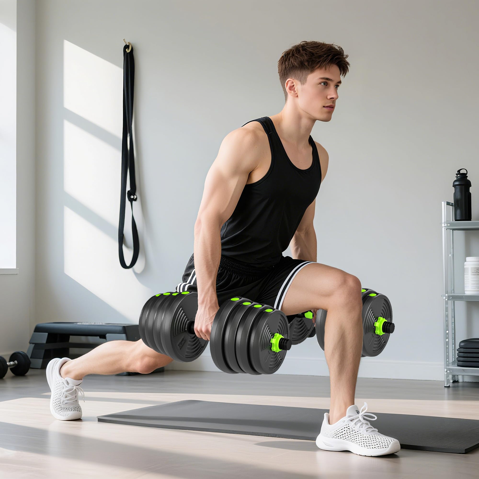 SPORTNOW 3-in-1 Hantelset Verstellbar Kurzhantel Set Verbindungsrohr 30 KG | Hanteln, Langhanteln, Kurzhanteln Set, Krafttraining, Kurzhantelset, Zuhause, Fitnessstudio